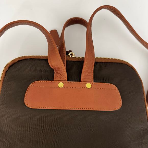 BALSA Paris Leather Slim Backpack Purse Brown Interchangeable Zipper Pulls - Picture 11 of 15